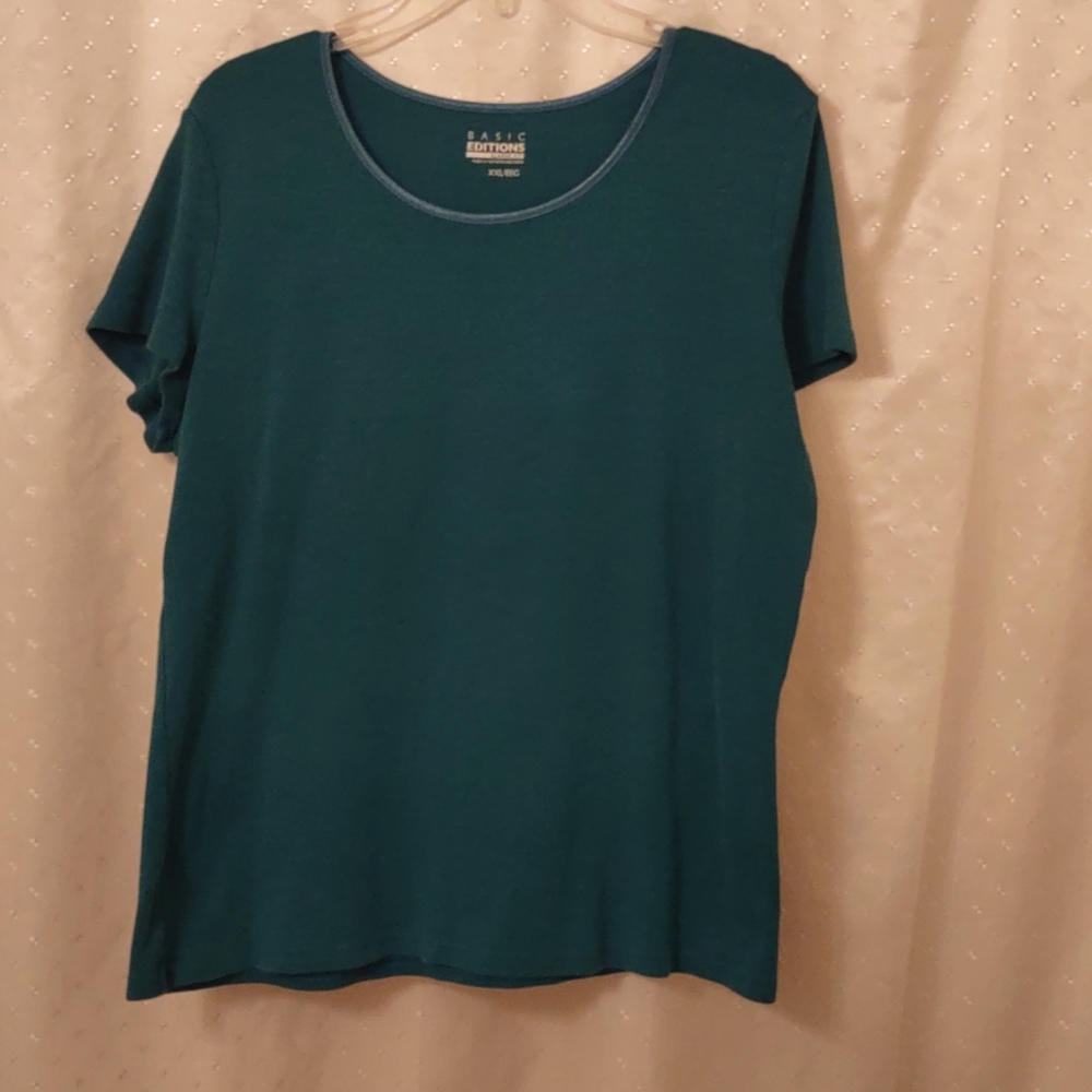 🍁4/$25 Basic Editions Women's Tee, size XXL, teal
